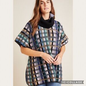 Anthropologie Aldomartins Gracie Plaid Wool-Blend Turtleneck Pullover